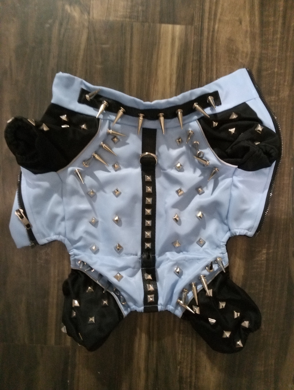 Anti Hawk & Anti-Coyote Light Blue Studded Punk Dog Harness/VEST, Size XS